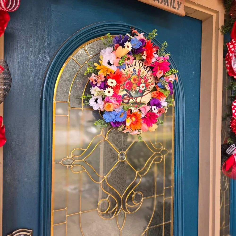 Welcome Spring Garden Floral Wreath